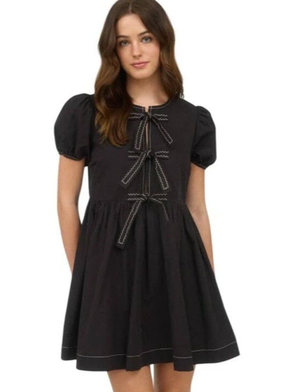 Blue Pepper Black Babydoll Mini Dress. Size L. NWT